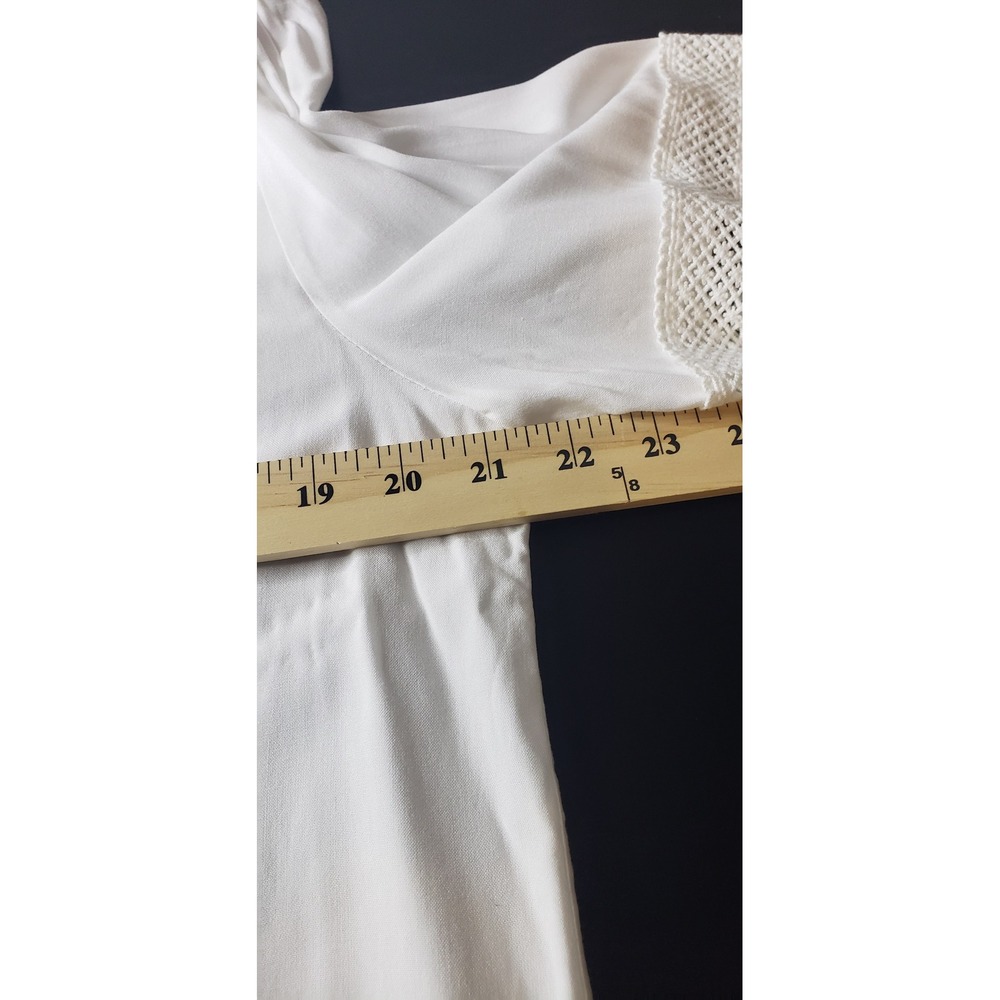 Danielrainn White Lace Trimmed Blouse Top L Boho‎ Peasant Flowy Coquette Dainty - Picture 7 of 8